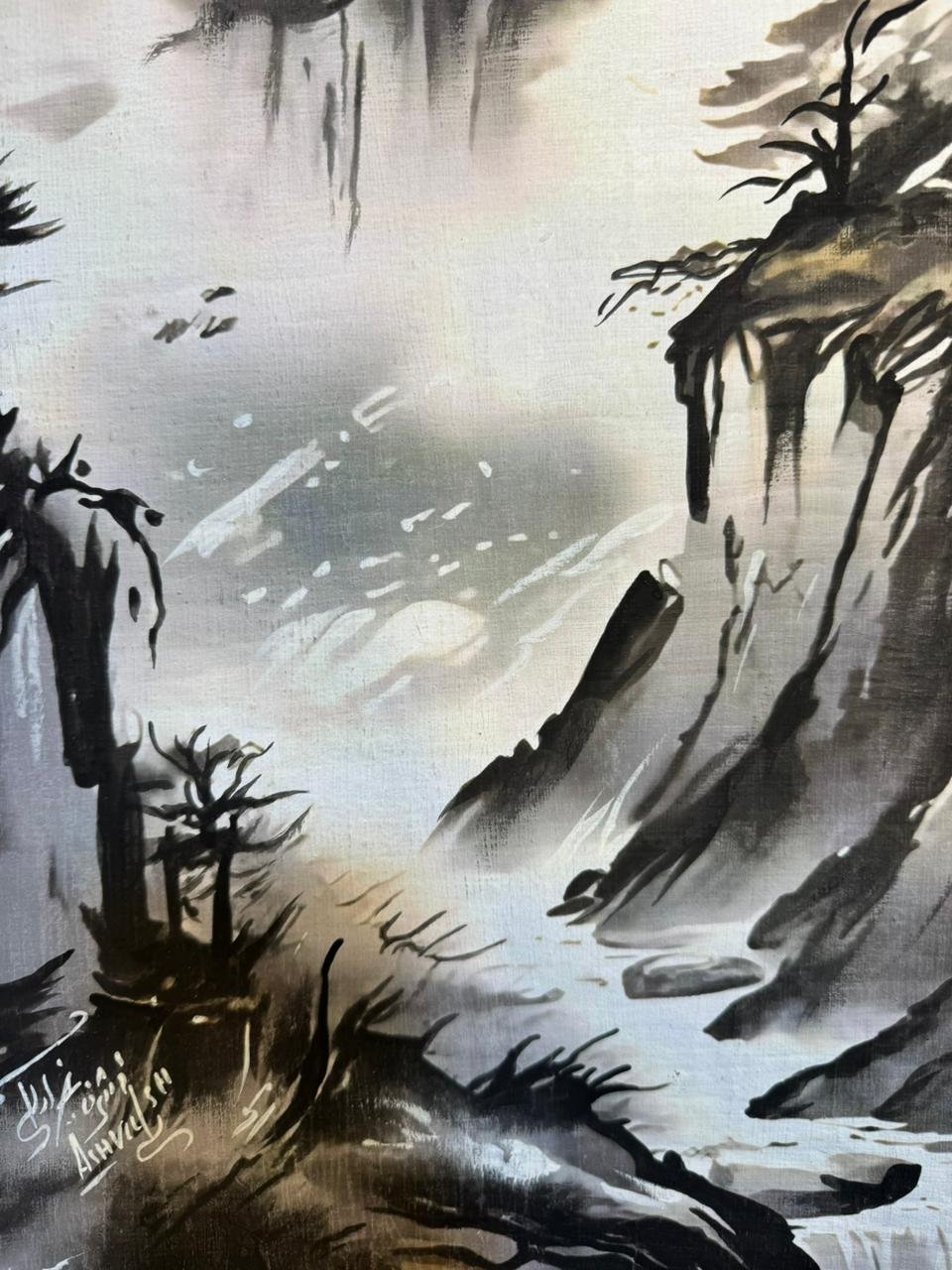 Ink Mountains Temple on the Cliff