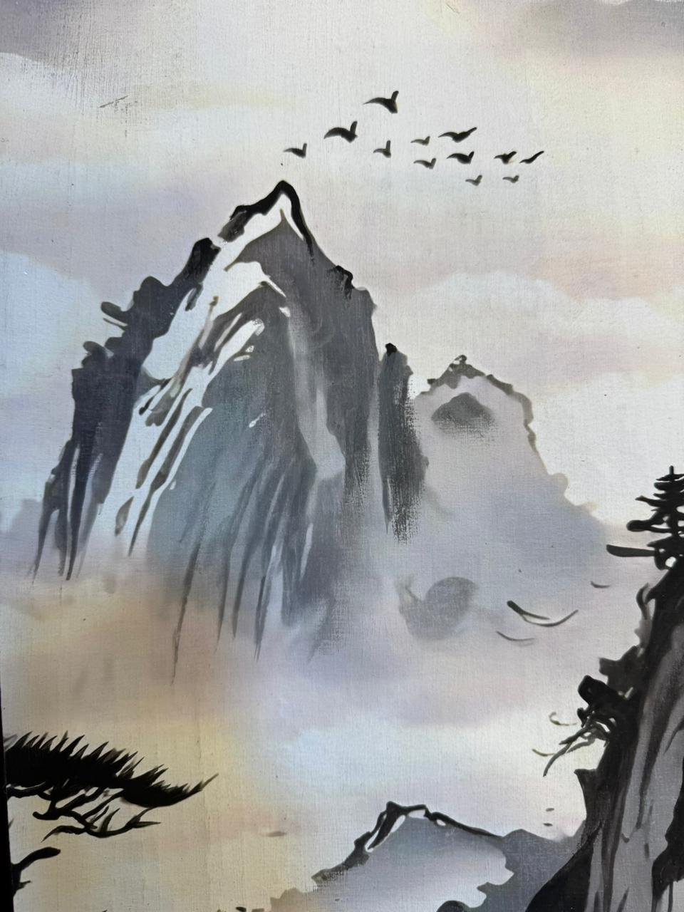 Ink Mountains Temple on the Cliff