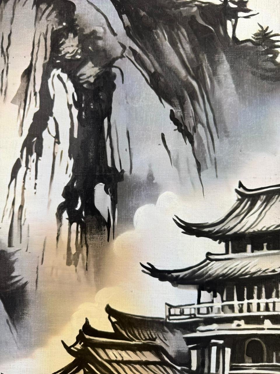 Ink Mountains Temple on the Cliff