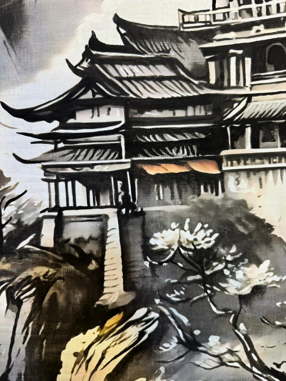 Ink Mountains Temple on the Cliff