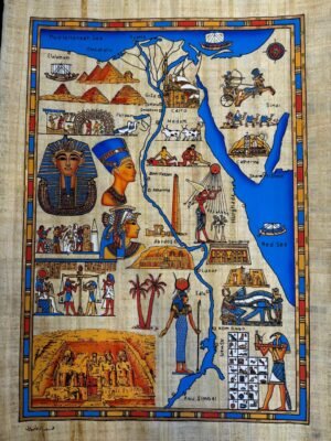 Ancient Egypt Archaeological Map on Papyrus