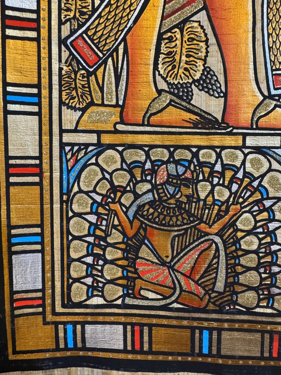 Pharaoh and Queen Offering Lotus and Papyrus Flowers