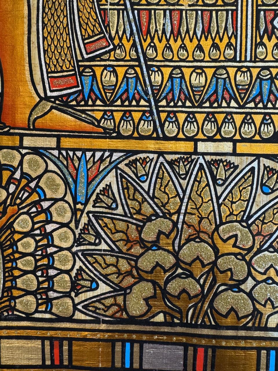 Pharaoh and Queen Offering Lotus and Papyrus Flowers