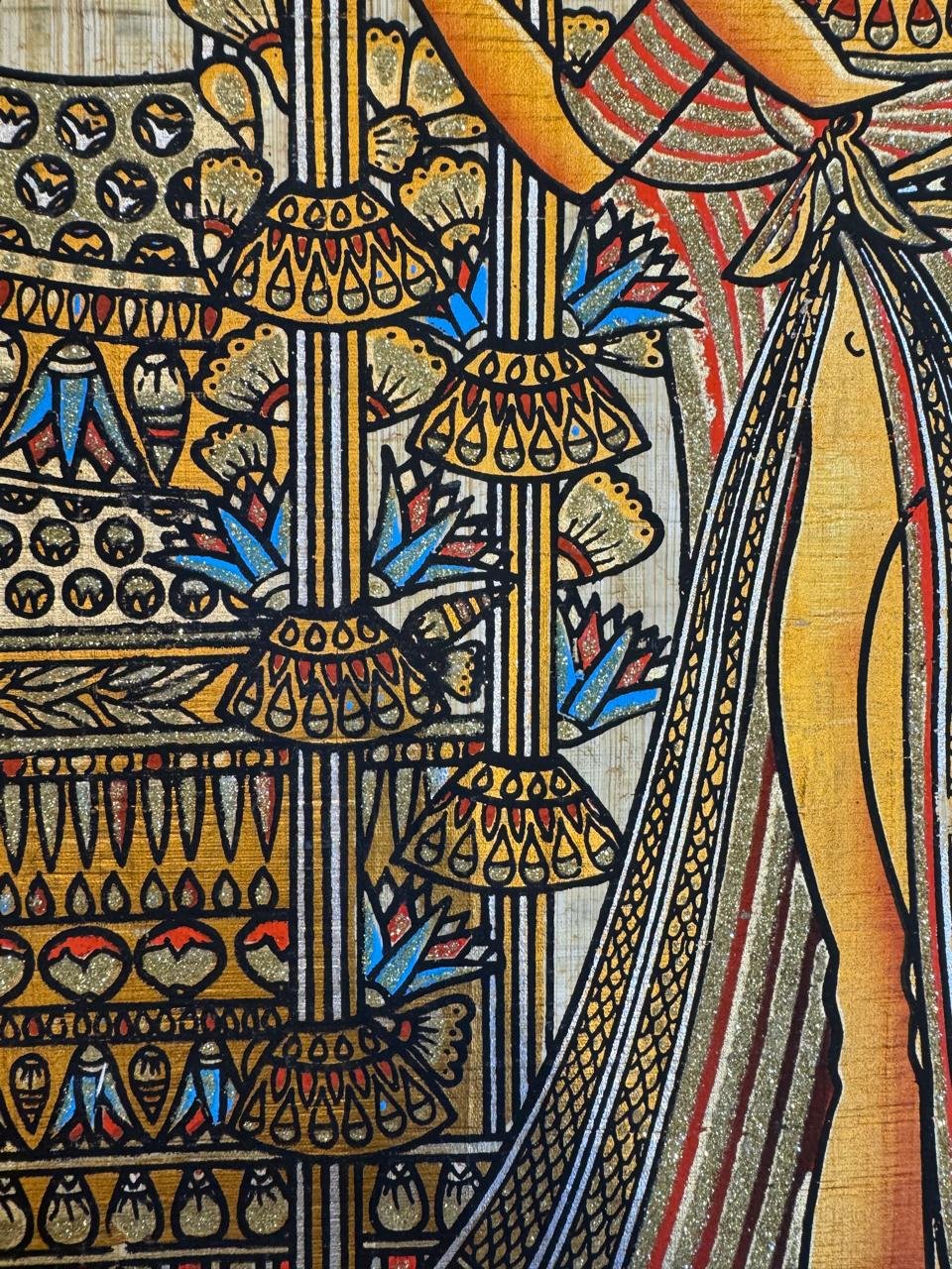 Pharaoh and Queen Offering Lotus and Papyrus Flowers