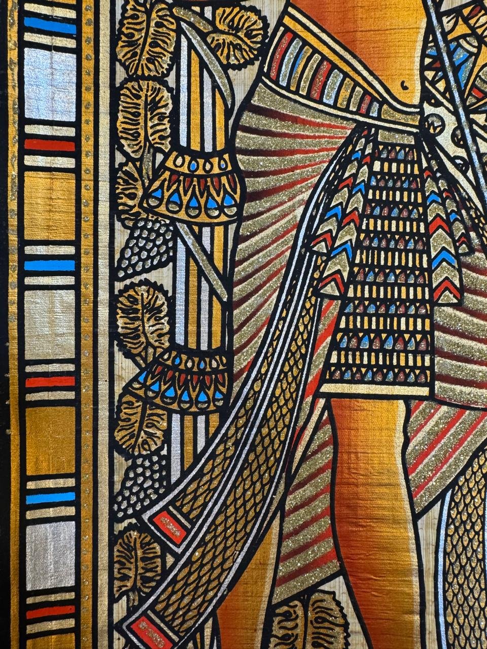 Pharaoh and Queen Offering Lotus and Papyrus Flowers